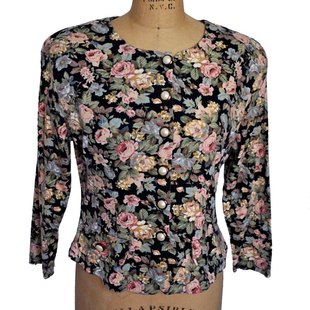Vintage 90s Grunge Ms Choice Floral Front Jacket